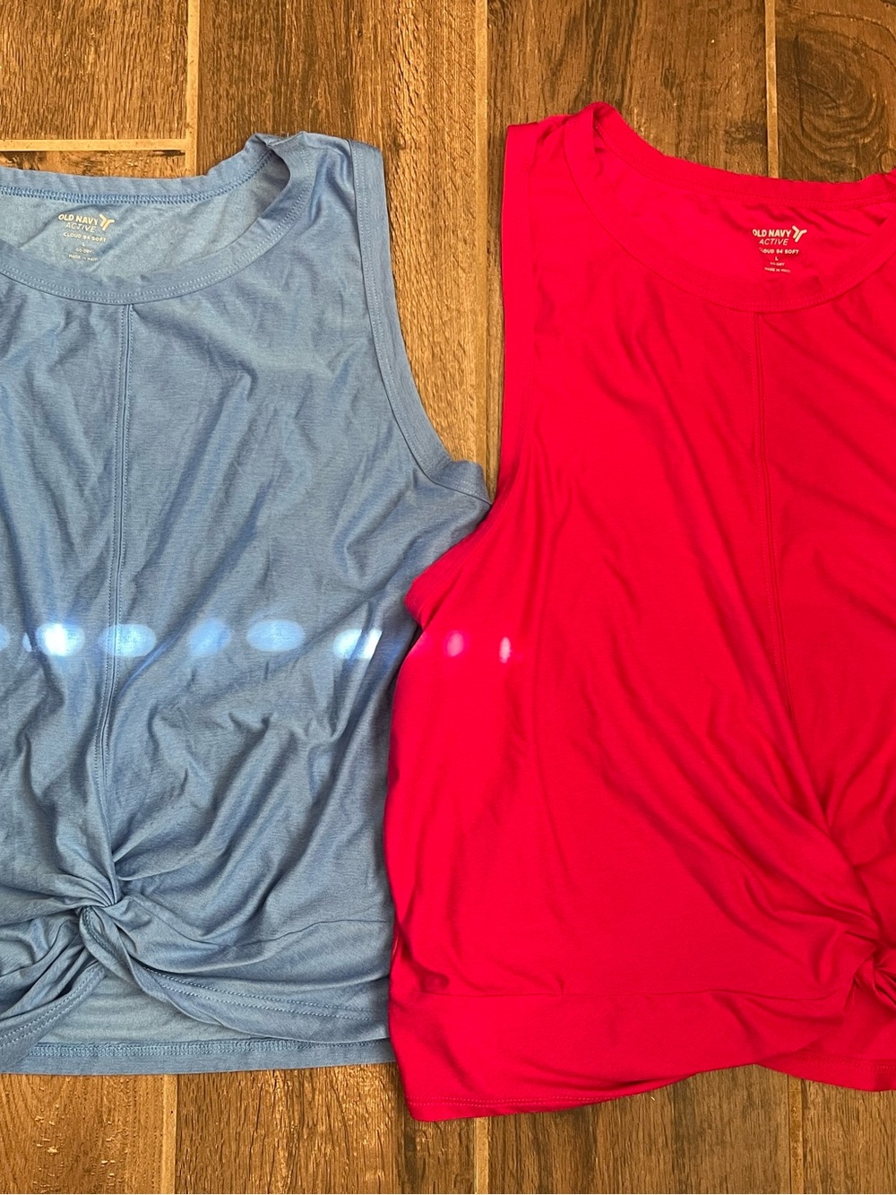 Old Navy Women's Twist-Front Tank Tops - Light Blue & Bright pink